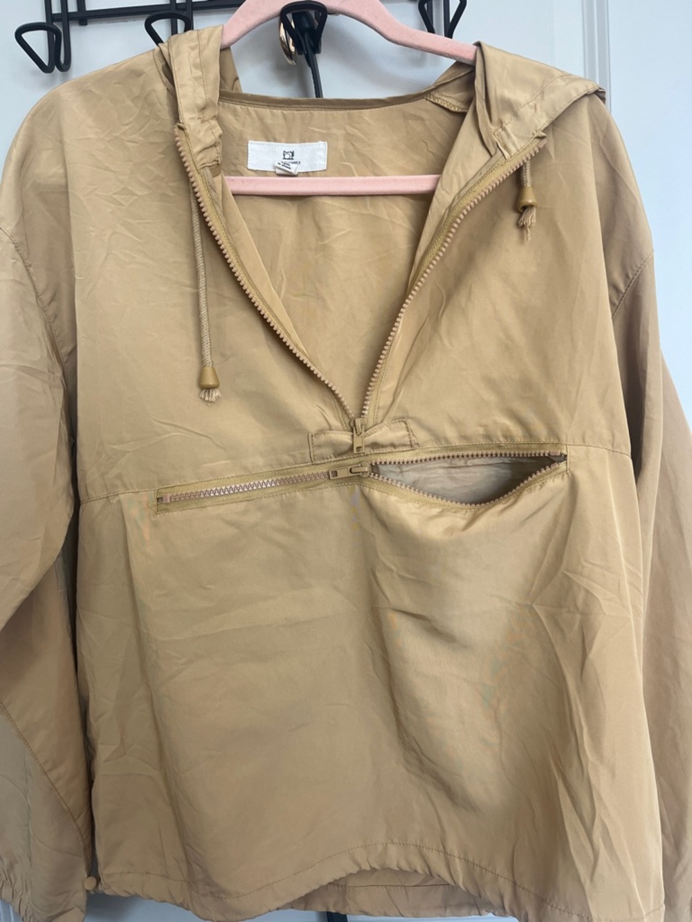 Thread & Supply Khaki Hooded Anorak Pullover